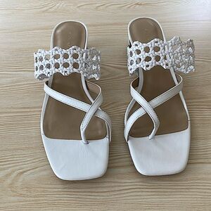 Ann Taylor women leather blade heel sandal Missy